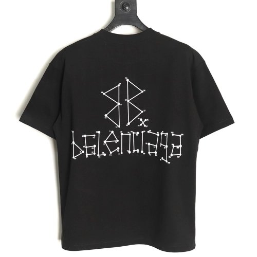 Balenciaga geometric logo double B flocked short-sleeved T-shirt TSK1,Balenciaga