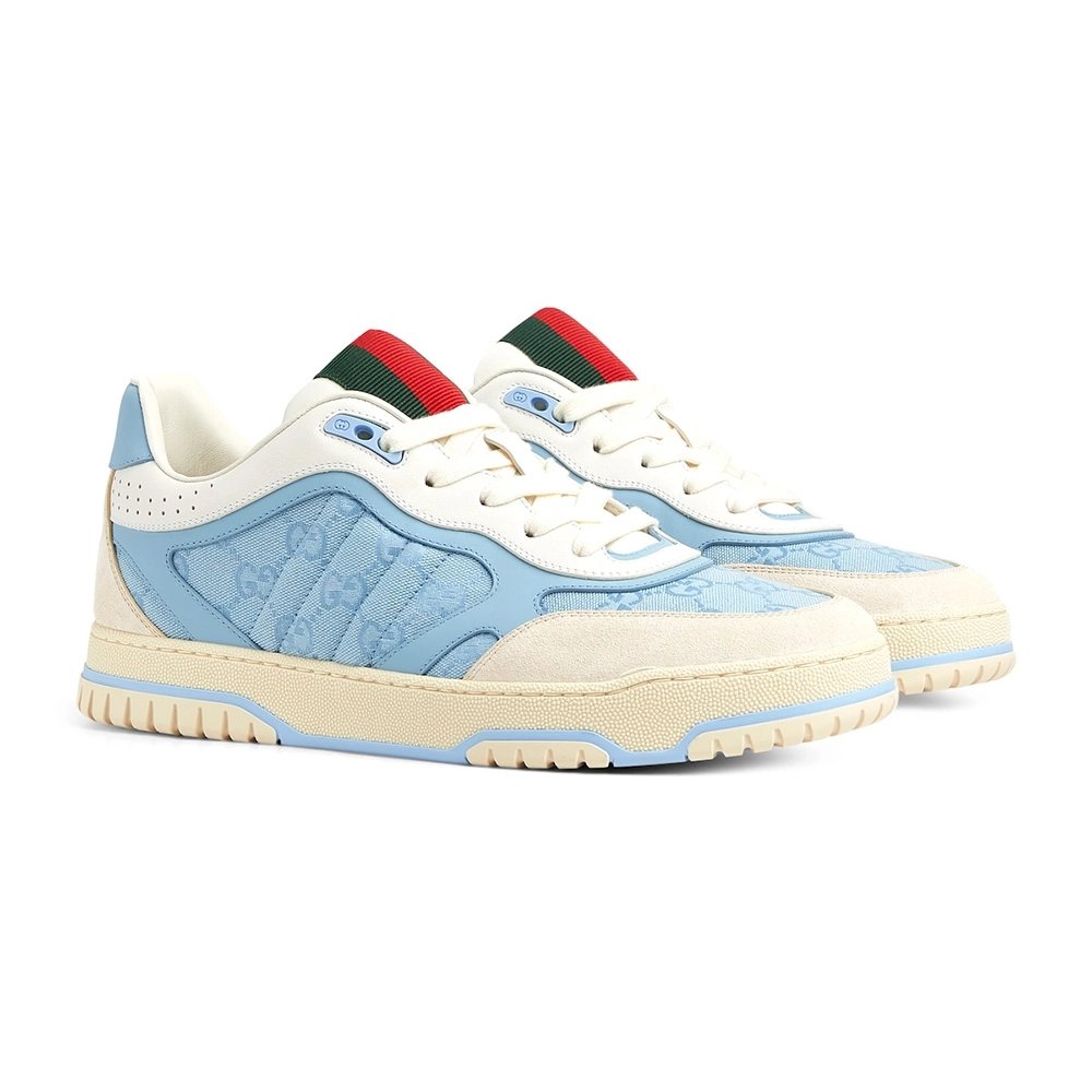 Gucci Re-Web Sneaker GG Canvas - Light Blue Ivory,GUCCI SHOES