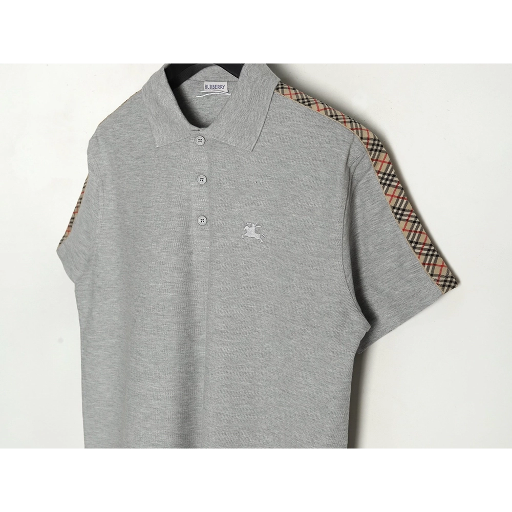 Burberry Warhorse Embroidery Check Shoulder Short Sleeve Polo Shirt TSK1,Burberry