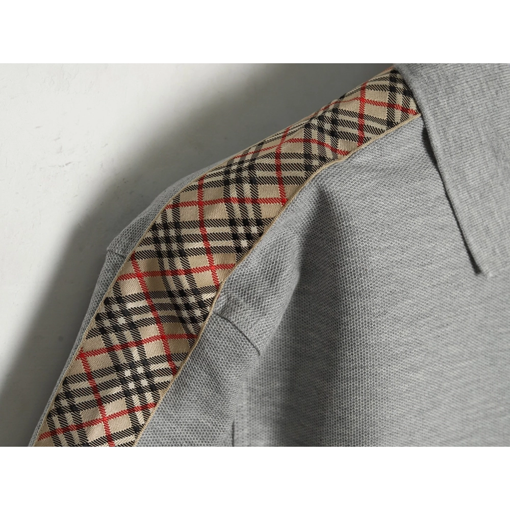 Burberry Warhorse Embroidery Check Shoulder Short Sleeve Polo Shirt TSK1,Burberry