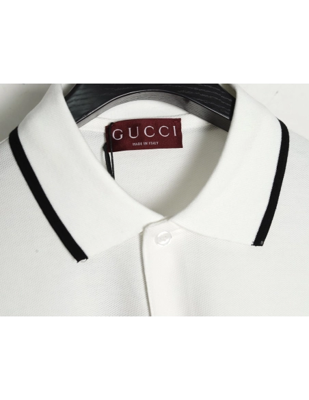 Gucci contrasting collar lettering laser embroidery short sleeve polo shirt,Gucci