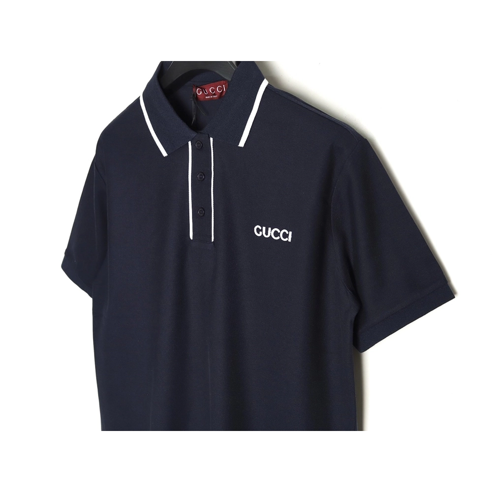 Gucci contrasting collar lettering laser embroidery short sleeve polo shirt TSK1,Gucci