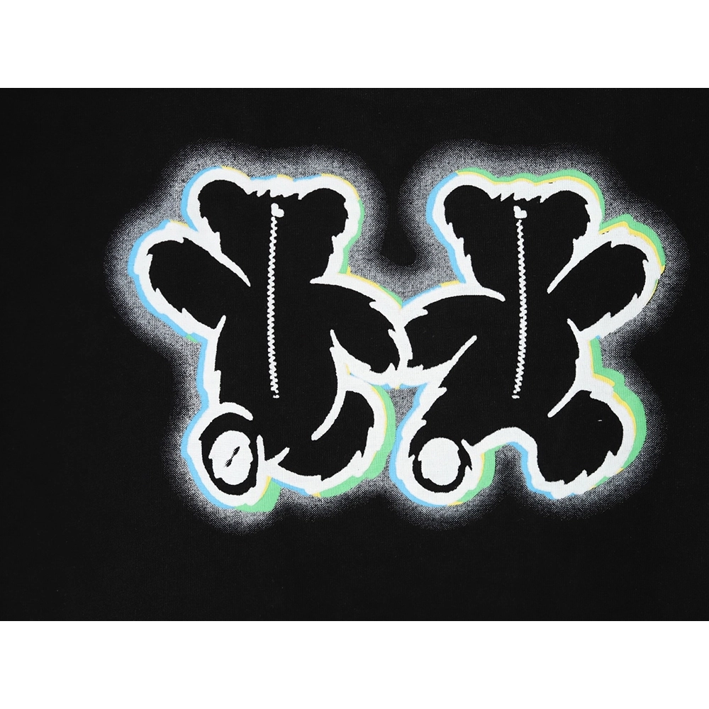 We11Done Double-sided bear striped stitching washed nostalgic T-shirt TSK1,We11done