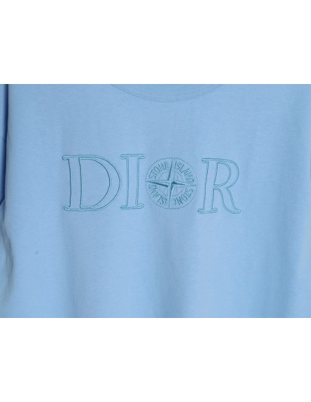 Dior &amp; Stone Island Embroidered Letter Compass Short Sleeve T-Shirt,Dior
