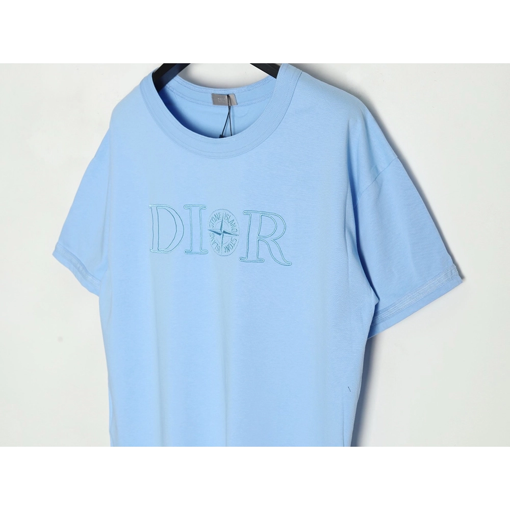 Dior &amp; Stone Island Embroidered Letter Compass Short Sleeve T-Shirt,Dior