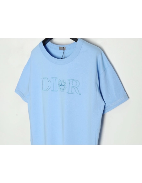 Dior &amp; Stone Island Embroidered Letter Compass Short Sleeve T-Shirt,Dior
