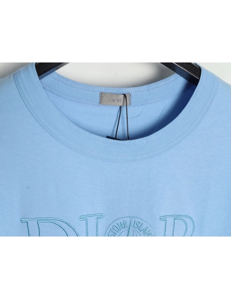 Dior &amp; Stone Island Embroidered Letter Compass Short Sleeve T-Shirt,Dior
