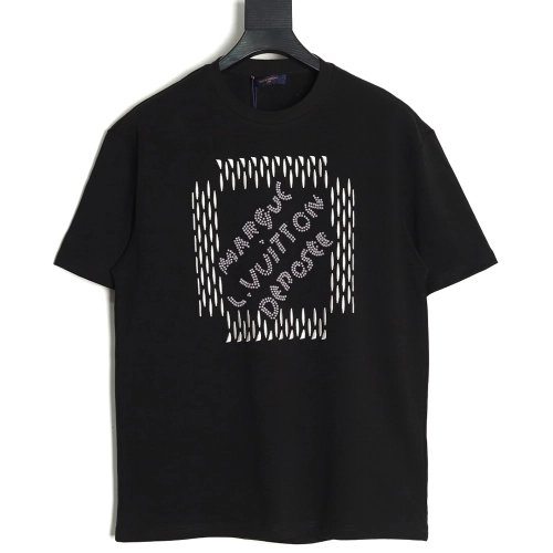 Louis Vuitton tricolor beaded embroidered short-sleeved T-shirt TSK2,Louis Vuitton