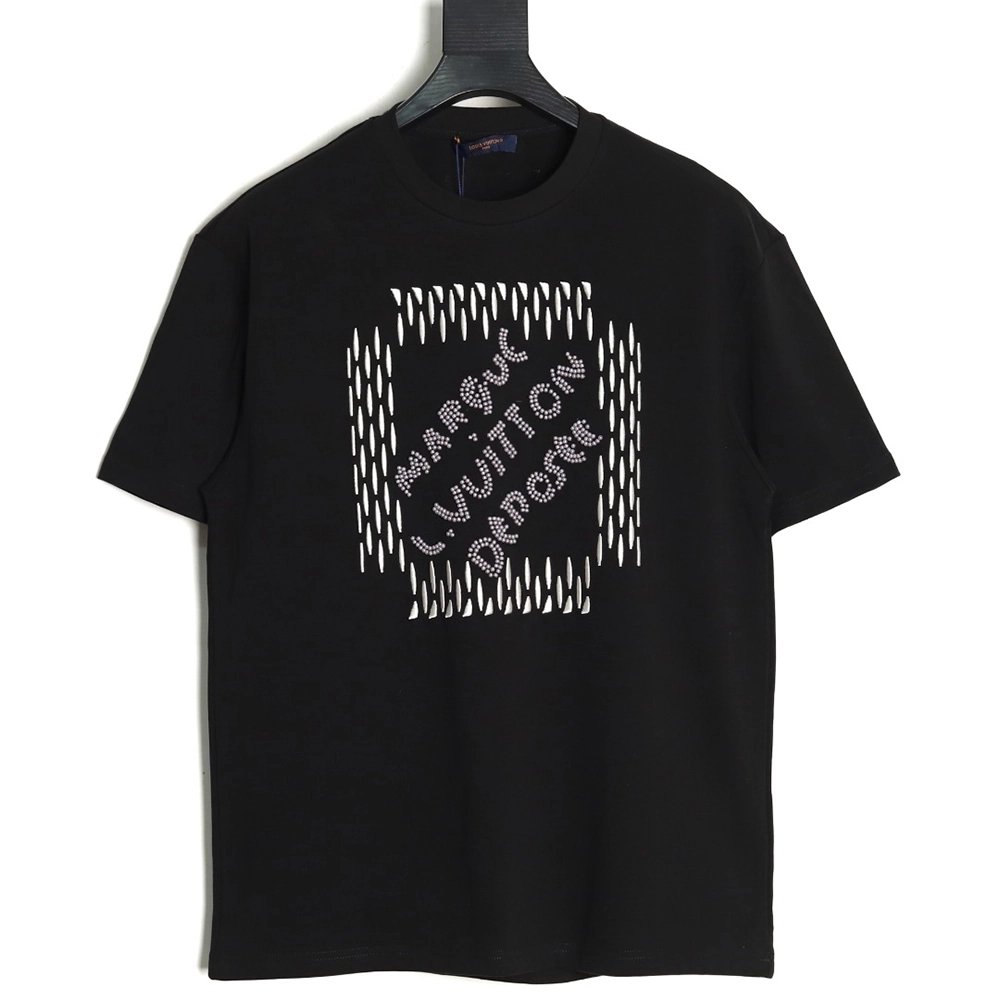 Louis Vuitton tricolor beaded embroidered short-sleeved T-shirt TSK2,Louis Vuitton