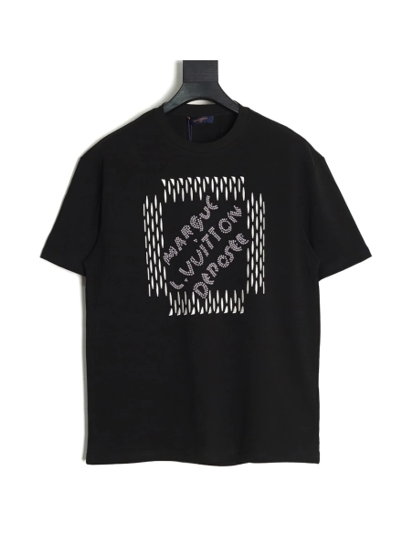 Louis Vuitton tricolor beaded embroidered short-sleeved T-shirt TSK2,Louis Vuitton