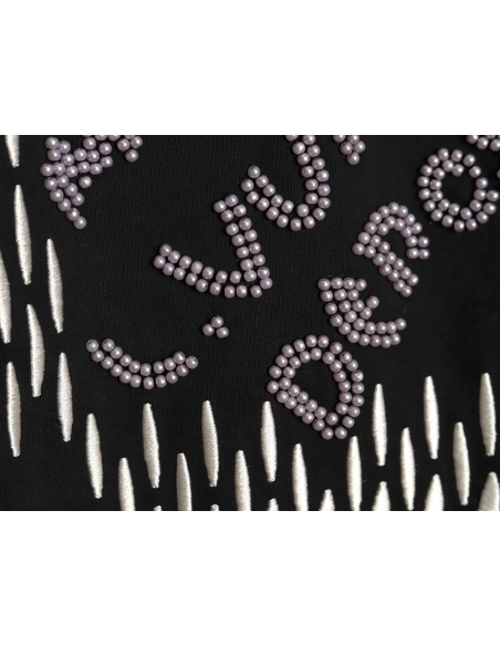 Louis Vuitton tricolor beaded embroidered short-sleeved T-shirt TSK2,Louis Vuitton