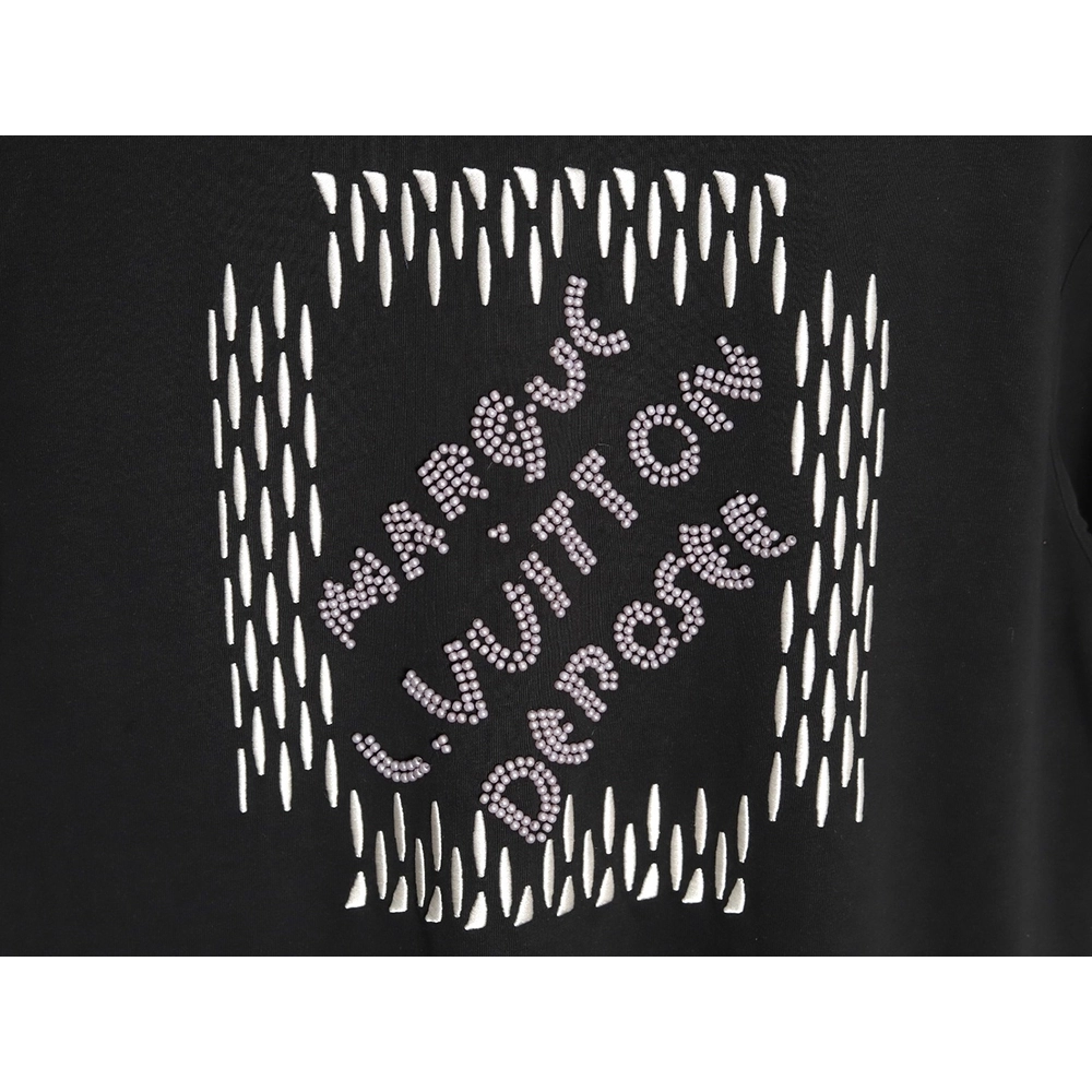 Louis Vuitton tricolor beaded embroidered short-sleeved T-shirt TSK2,Louis Vuitton