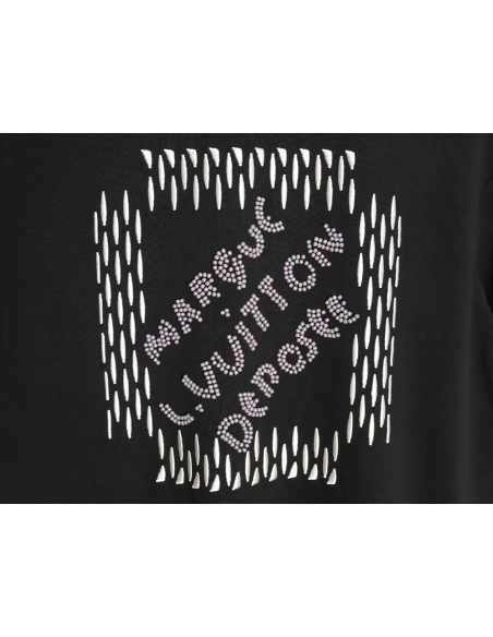 Louis Vuitton tricolor beaded embroidered short-sleeved T-shirt TSK2,Louis Vuitton