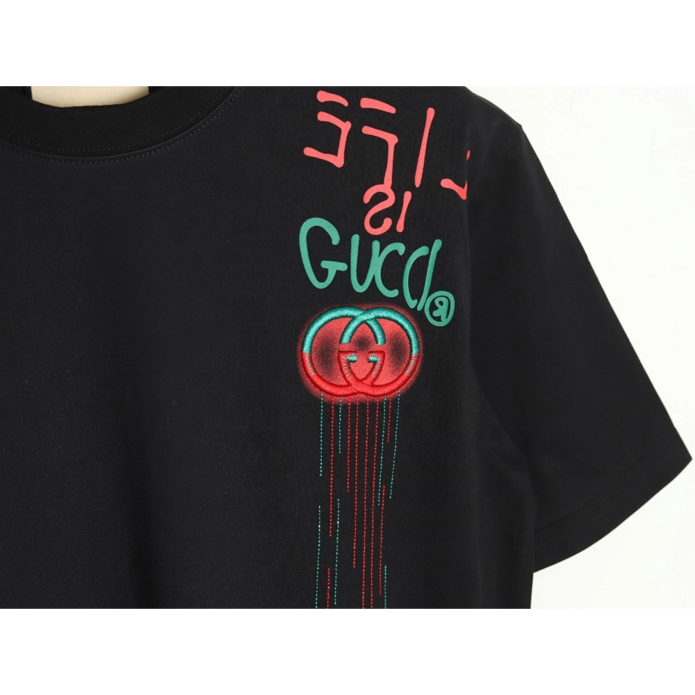 Gucci shoulder contrast logo tassel embroidered short sleeve T-shirt TSK1,Gucci