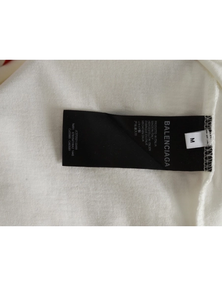Balenciaga Double B embroidery and 3D inkjet logo ripped short-sleeved T-shirt,Balenciaga