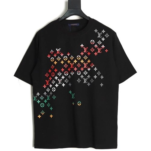 Louis Vuitton Gradient Digital Print Short Sleeve T-shirt TSK1,Louis Vuitton