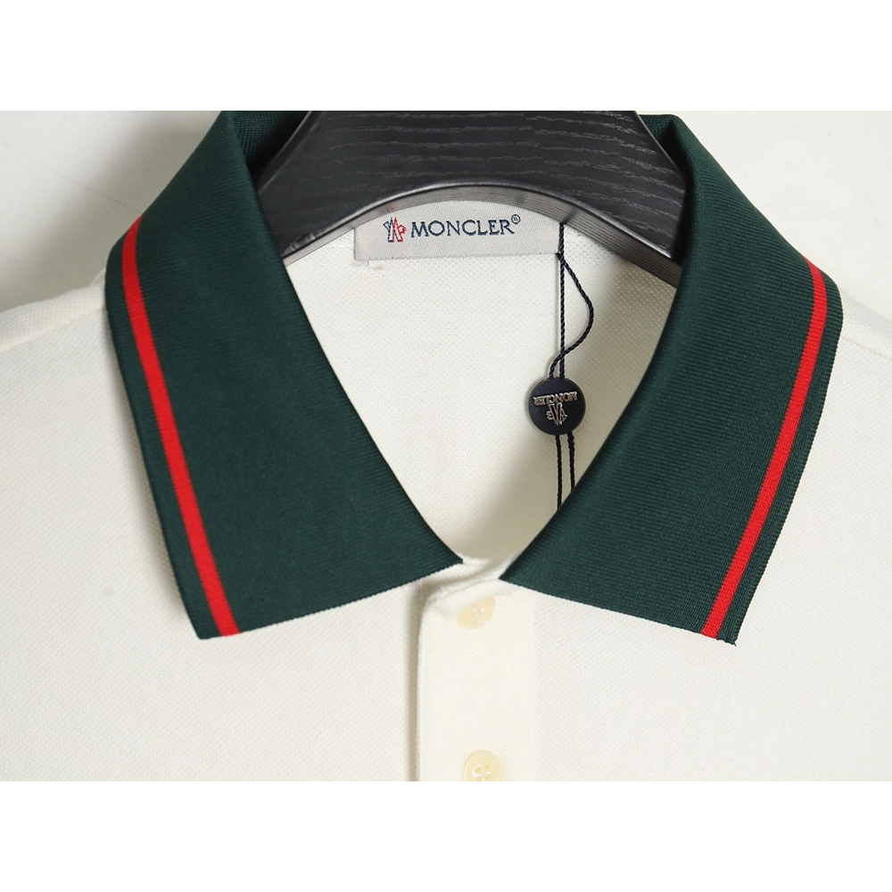 Moncler Running Man Embroidered Badge Short Sleeve Polo Shirt,Moncler