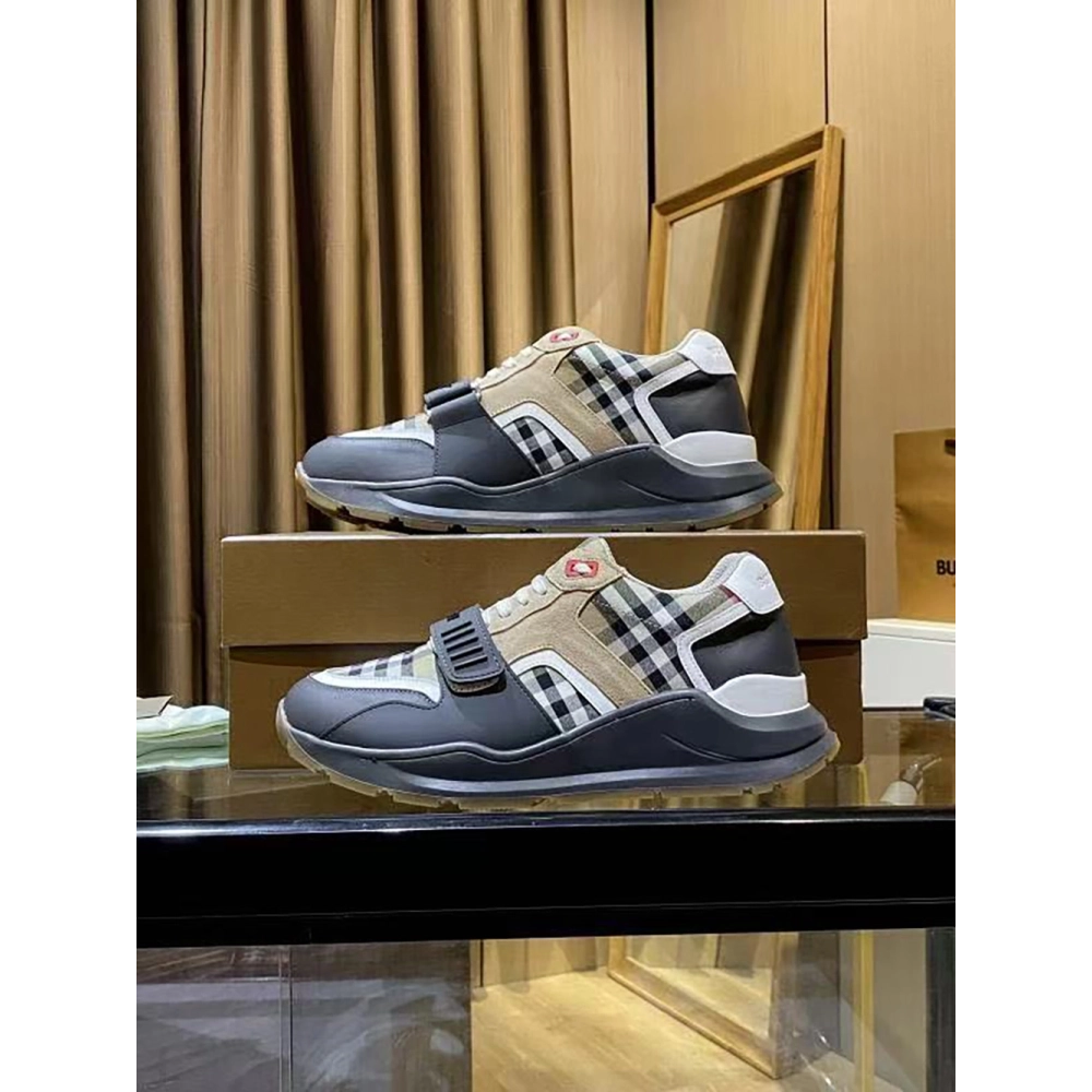 Burberry Ramsey Vintage Check Suede Leather Sneakers,BURBERRY SNEAKERS