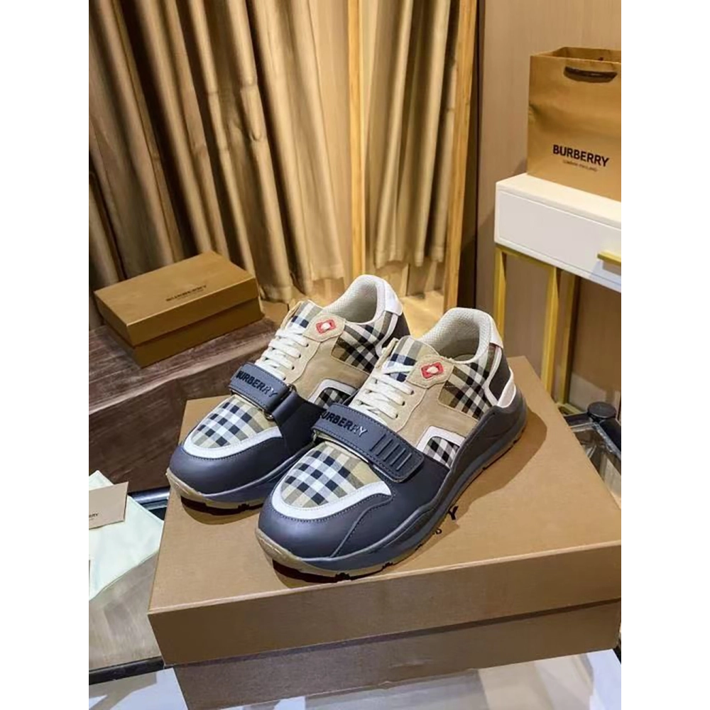 Burberry Ramsey Vintage Check Suede Leather Sneakers,BURBERRY SNEAKERS