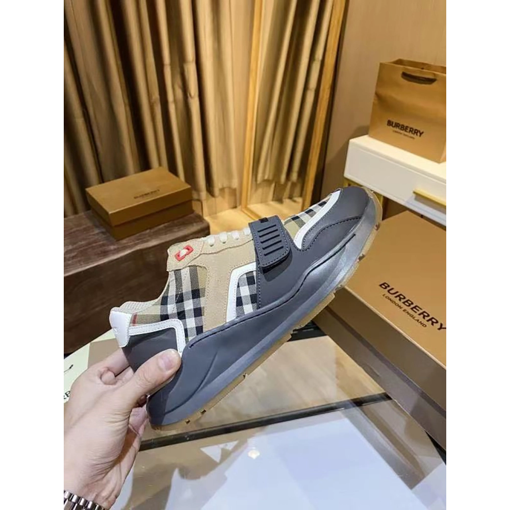 Burberry Ramsey Vintage Check Suede Leather Sneakers,BURBERRY SNEAKERS