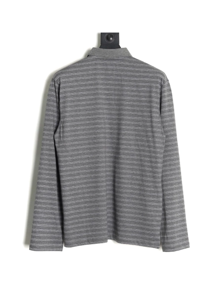 Miu Miu Grey Stripe Logo Long Sleeve Polo Shirt,Miu Miu