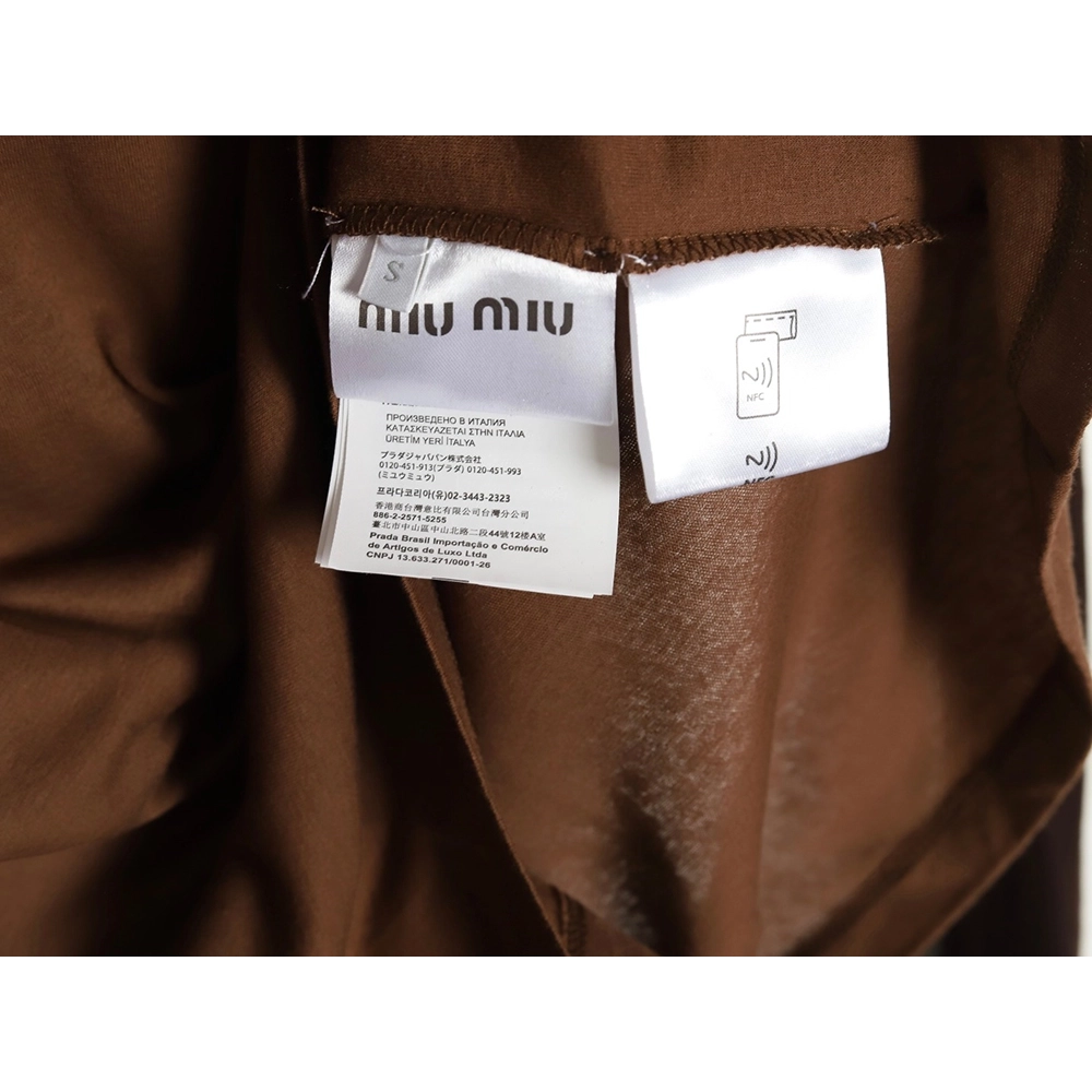 Miu Miu raglan sleeve contrast patchwork long sleeve T-shirt,Miu Miu