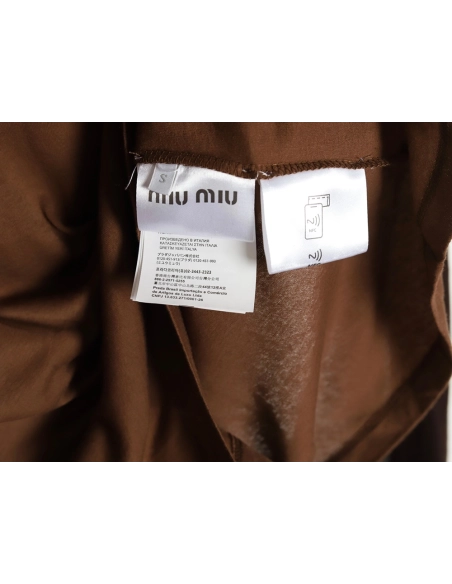 Miu Miu raglan sleeve contrast patchwork long sleeve T-shirt,Miu Miu