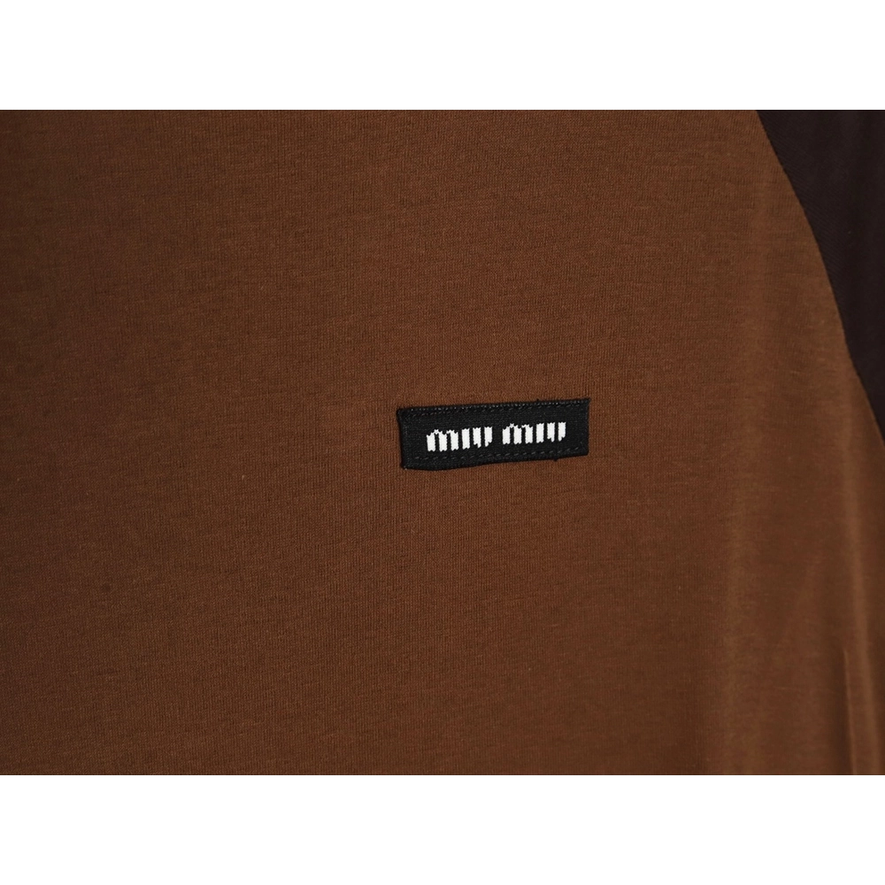 Miu Miu raglan sleeve contrast patchwork long sleeve T-shirt,Miu Miu