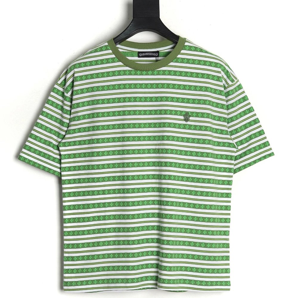 Chrome Hearts Striped Cross Short Sleeve T-Shirt TSK1,Chrome Hearts