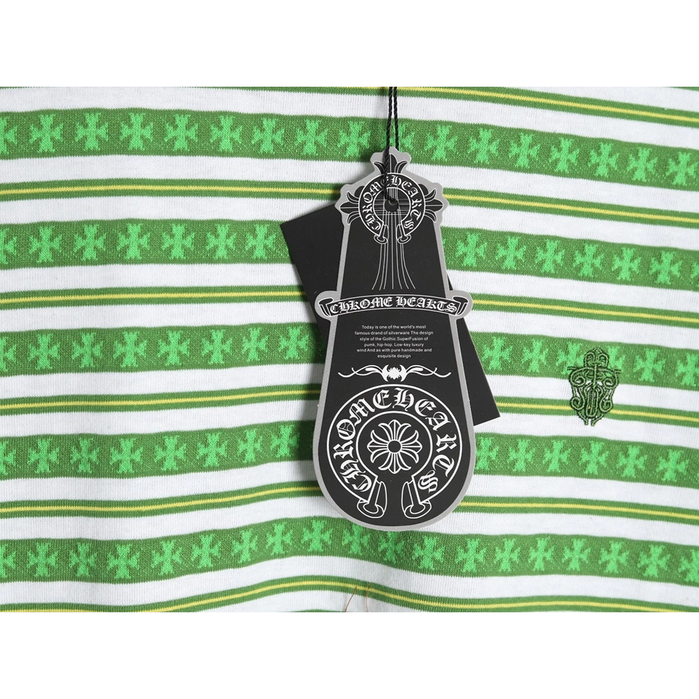 Chrome Hearts Striped Cross Short Sleeve T-Shirt TSK1,Chrome Hearts