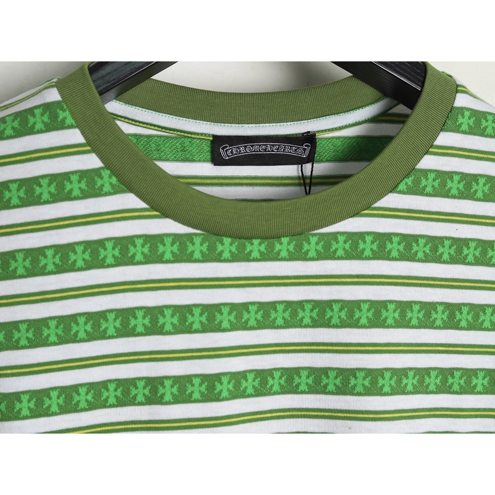 Chrome Hearts Striped Cross Short Sleeve T-Shirt TSK1,Chrome Hearts