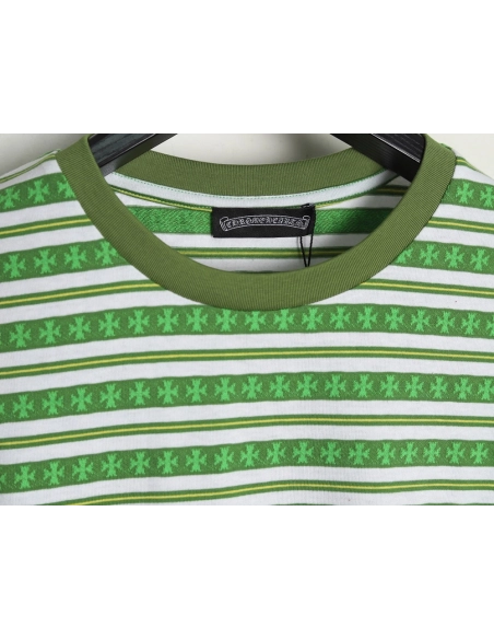 Chrome Hearts Striped Cross Short Sleeve T-Shirt TSK1,Chrome Hearts