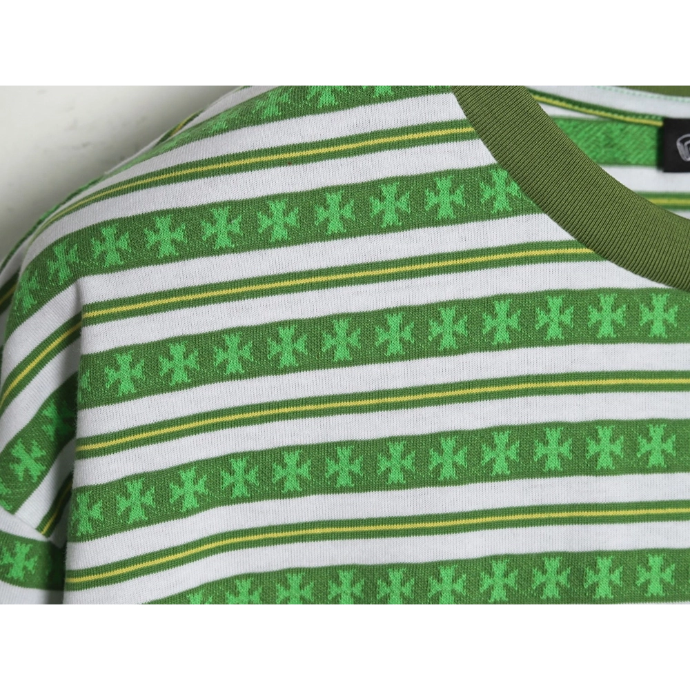 Chrome Hearts Striped Cross Short Sleeve T-Shirt TSK1,Chrome Hearts