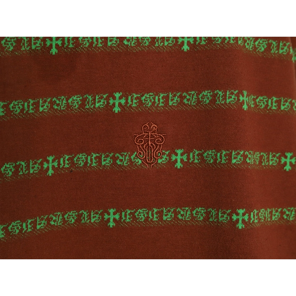 Chrome Hearts Striped Cross Short Sleeve T-Shirt TSK2,Chrome Hearts