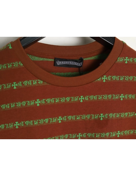 Chrome Hearts Striped Cross Short Sleeve T-Shirt TSK2,Chrome Hearts