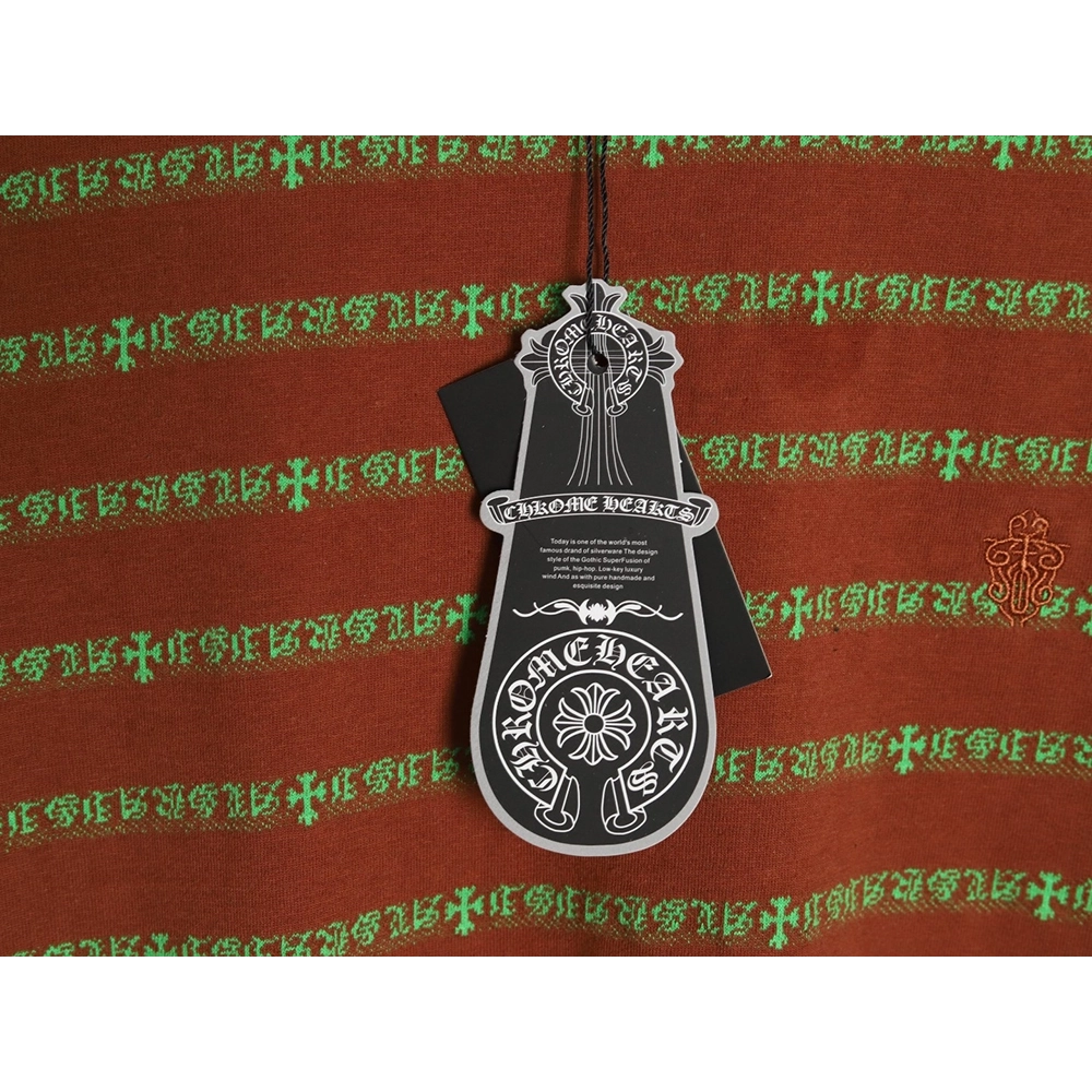 Chrome Hearts Striped Cross Short Sleeve T-Shirt TSK2,Chrome Hearts