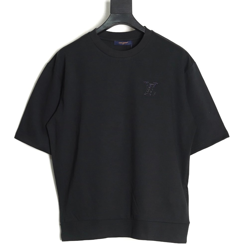 Louis Vuitton rhinestone embellished knitted short-sleeved T-shirt,Louis Vuitton