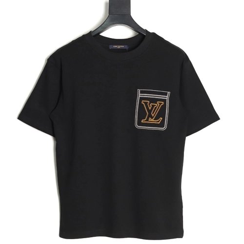 Louis Vuitton Line Fake Pockets Embroidered Short Sleeves TSK1,Louis Vuitton