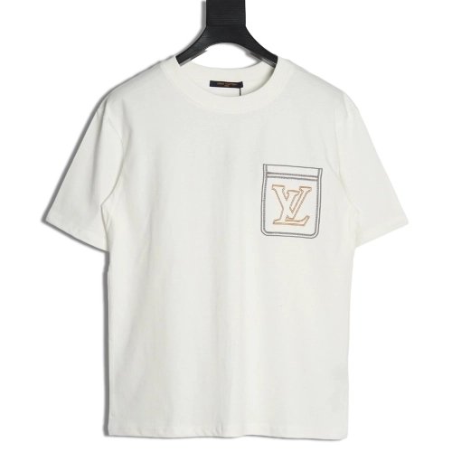 Louis Vuitton Line Fake Pockets Embroidered Short Sleeves,Louis Vuitton