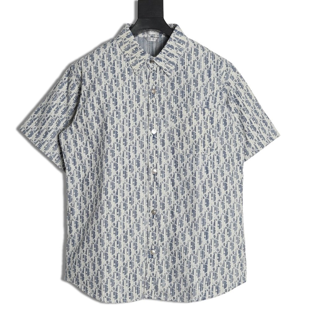 Dior all over print jacquard denim short sleeve shirt,Dior
