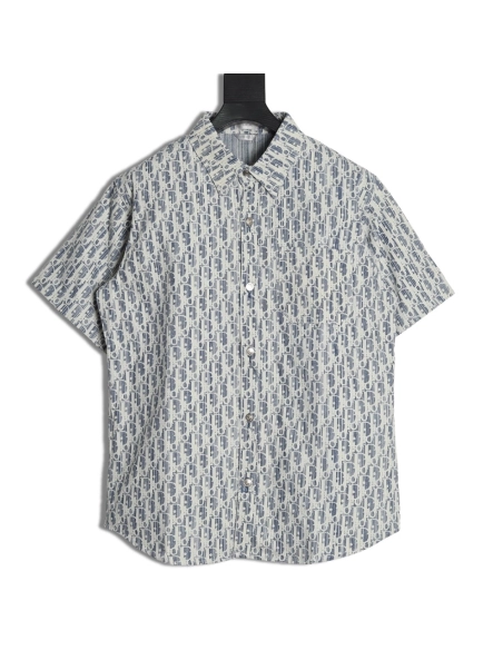 Dior all over print jacquard denim short sleeve shirt,Dior