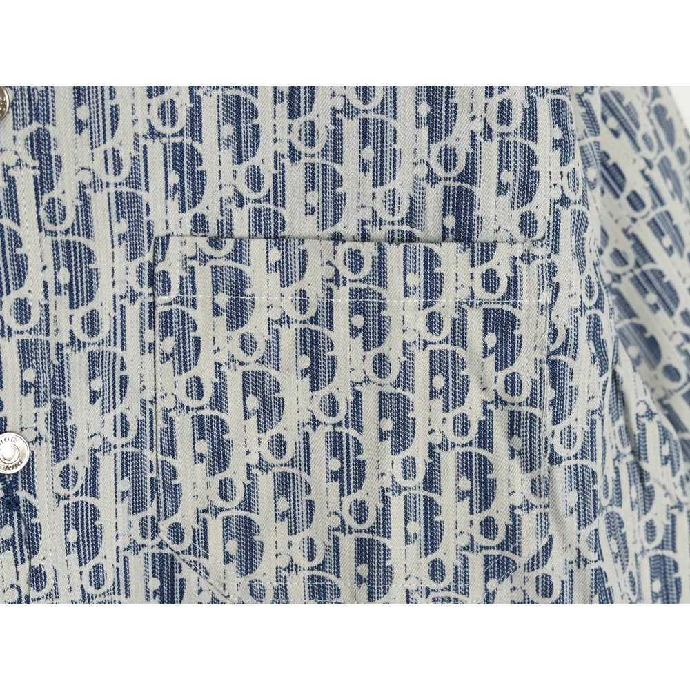 Dior all over print jacquard denim short sleeve shirt,Dior