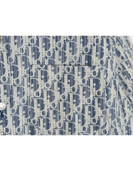 Dior all over print jacquard denim short sleeve shirt,Dior