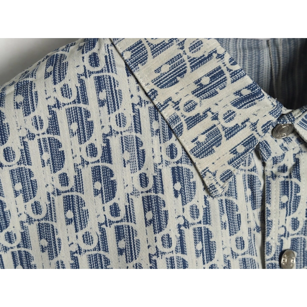 Dior all over print jacquard denim short sleeve shirt,Dior