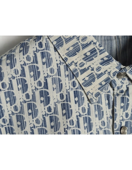 Dior all over print jacquard denim short sleeve shirt,Dior