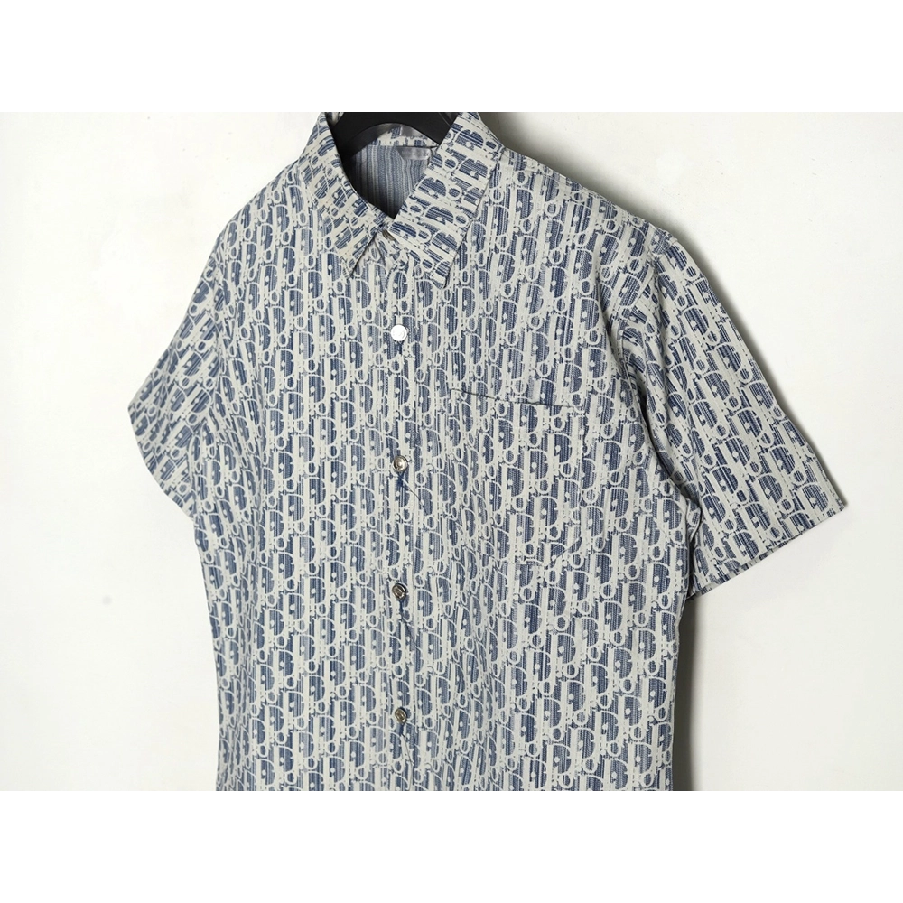 Dior all over print jacquard denim short sleeve shirt,Dior