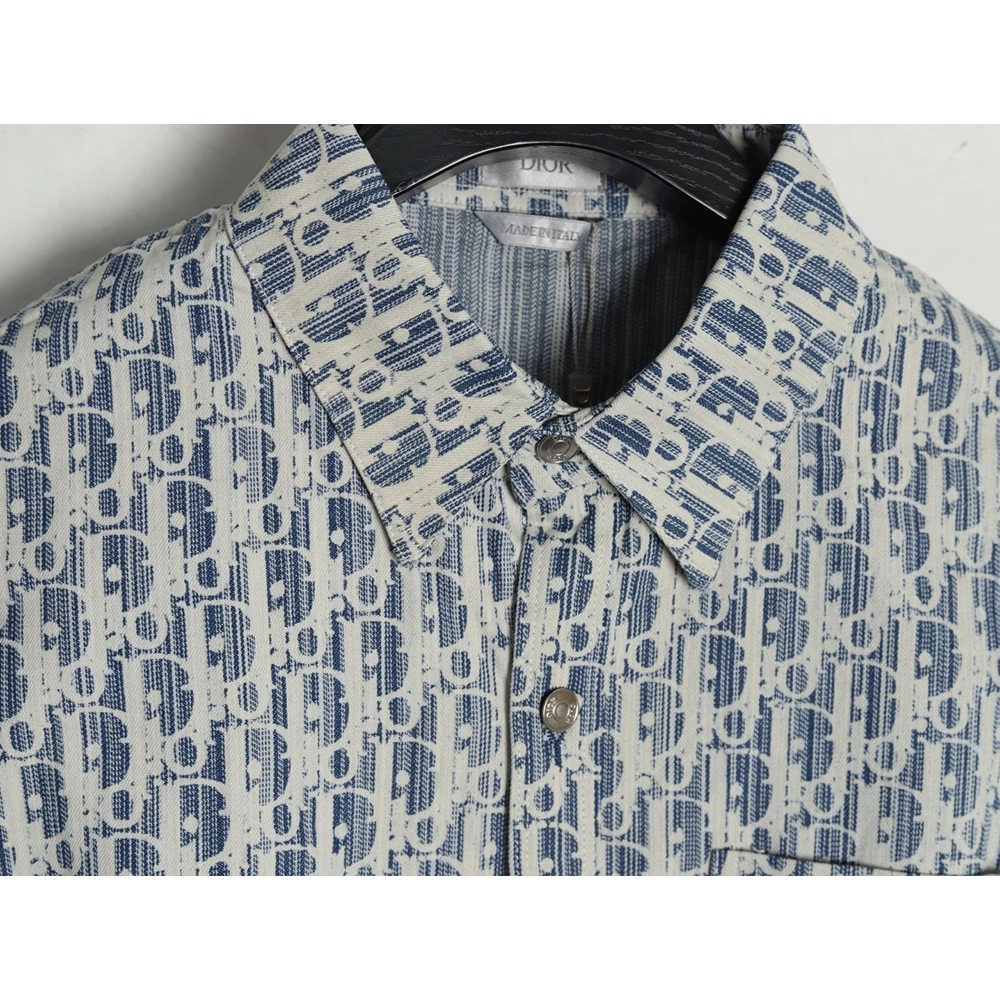 Dior all over print jacquard denim short sleeve shirt,Dior
