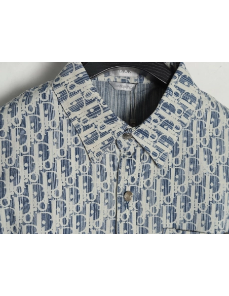 Dior all over print jacquard denim short sleeve shirt,Dior