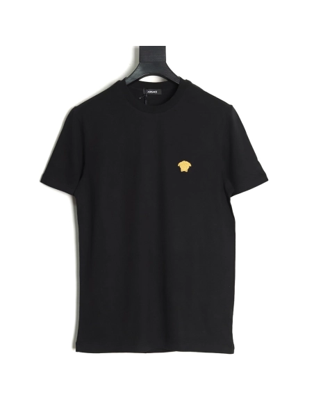 Versace Gold Logo Embroidered Short Sleeve T-Shirt tsk1,Versace