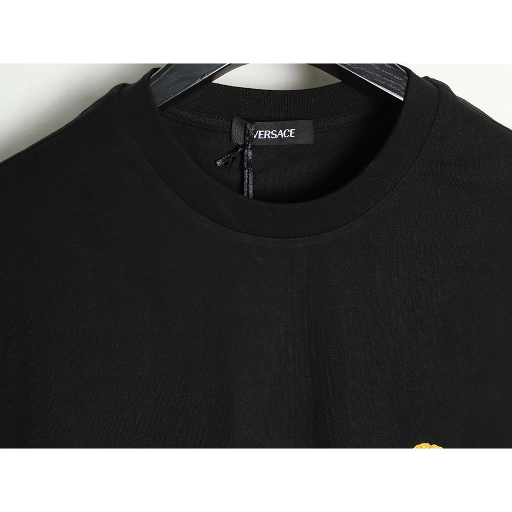 Versace Gold Logo Embroidered Short Sleeve T-Shirt tsk1,Versace